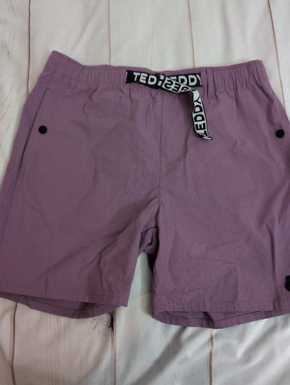 Teddy Fresh Purple Poplin Shorts Medium Built In Webbing Belt Cotton Streetwear